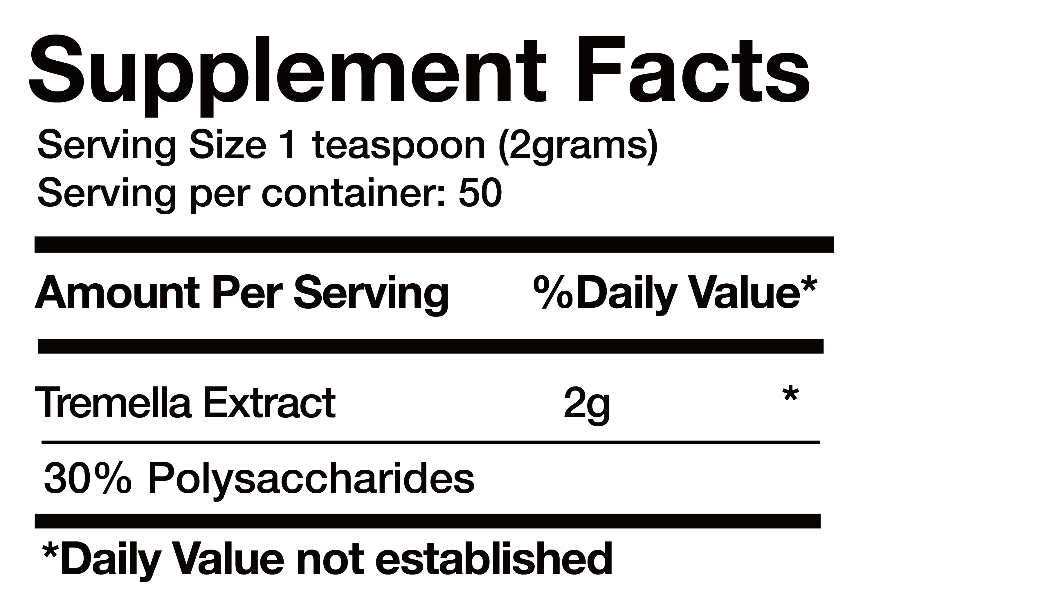 Tremella Extract nutrition facts